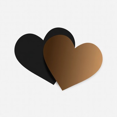 Black and Brown Overlapping Hearts