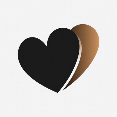 Black and Brown Overlapping Hearts