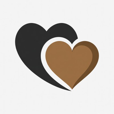 Black and Tan Interlocking Hearts