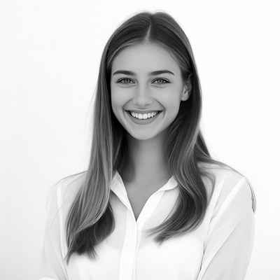 Smiling young woman in white shirt