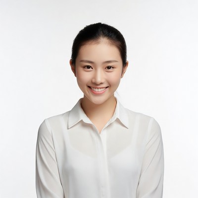 Smiling Asian woman in white shirt