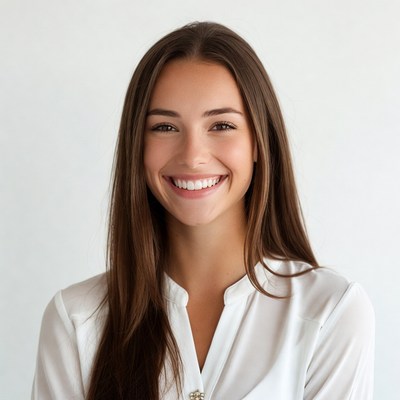 Smiling woman with long brown hair