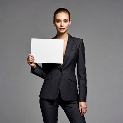 Business woman holding blank sign