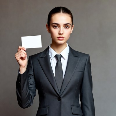 Woman holding blank white sign