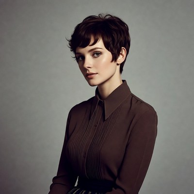 Woman with short brown hair
