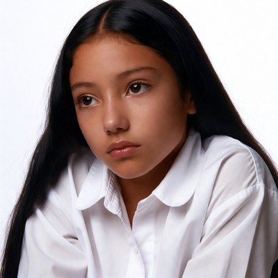 Asian girl in white shirt