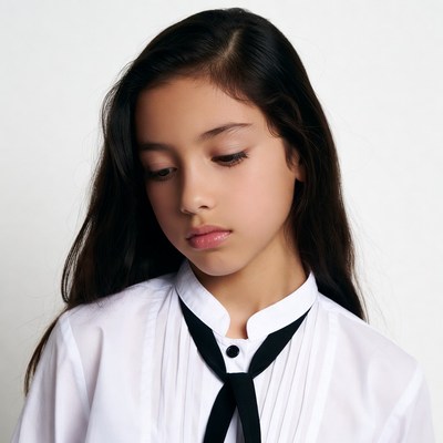 Asian girl in white shirt with black bowtie