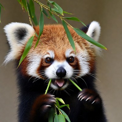 Red Panda Eating Bamboo