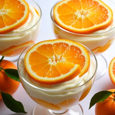 Orange Slices on Creamy Desserts