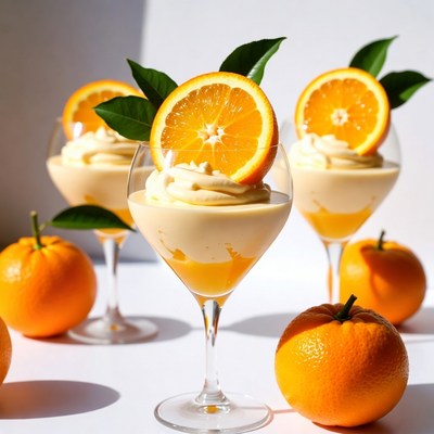 Orange Cream Dessert in Wine Glasses