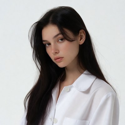 Young woman in white shirt