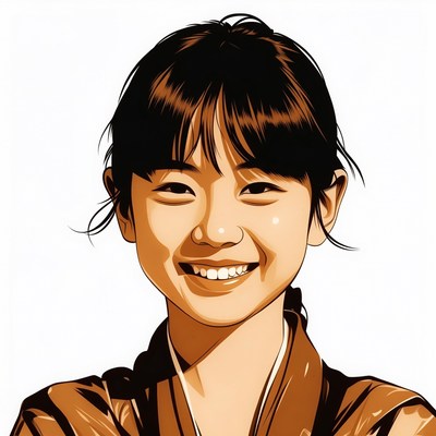 Smiling Asian girl in kimono