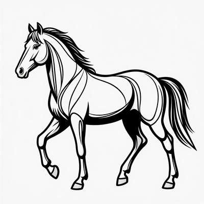 Black and white horse illustration
