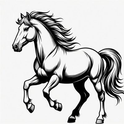 Galloping horse line art illustration