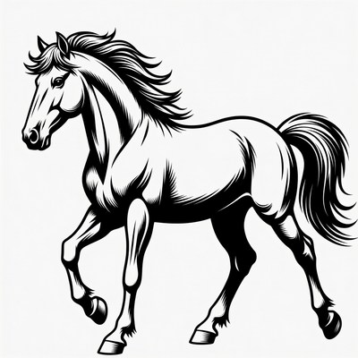 Galloping horse line art illustration