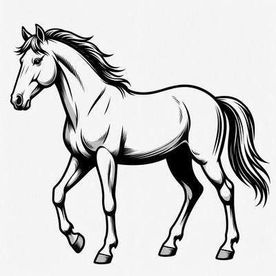 Walking horse outline illustration