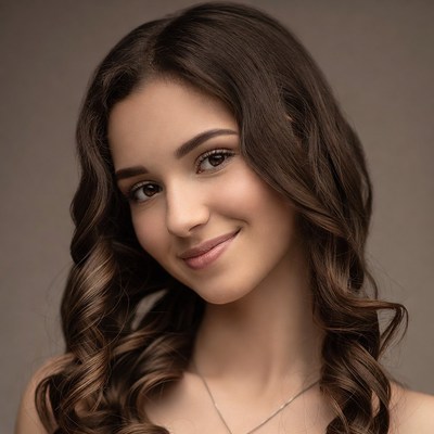 Smiling young woman with brown curls