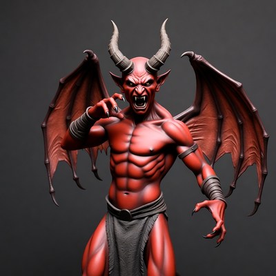 Roaring red demon with wings