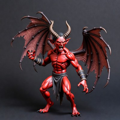 Roaring Red Demon with Wings