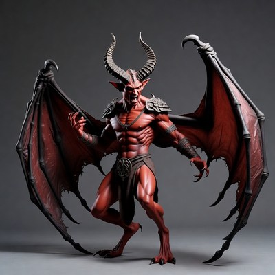 Red demonic creature with wings