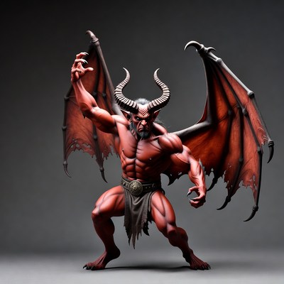 Muscular red demon with wings