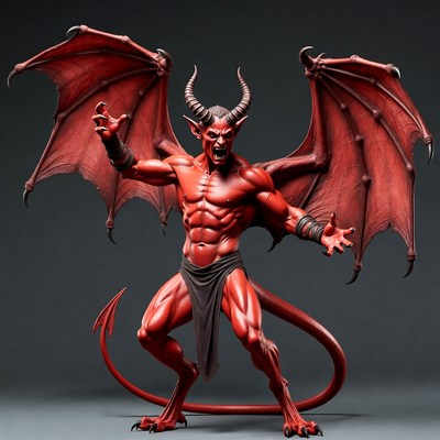 Muscular red demon with wings