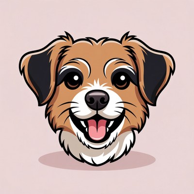 Cartoon puppy smiling happily