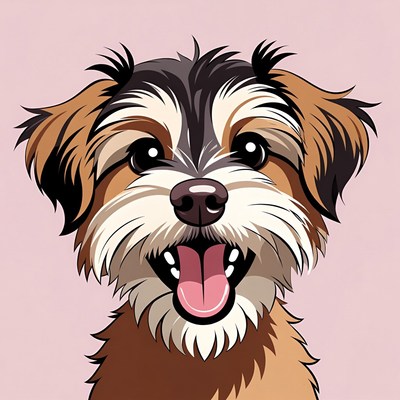 Cartoon dog smiling on pink background