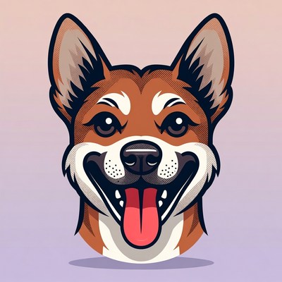 Smiling Shiba Inu Dog Head