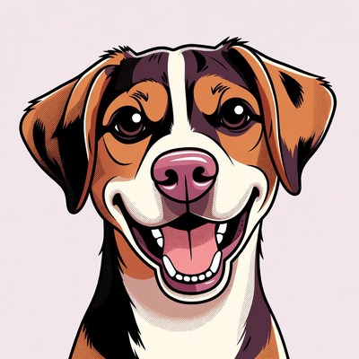 Smiling Bernese Mountain Dog illustration