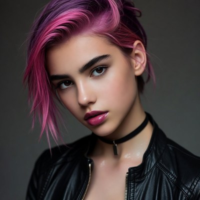 Woman with pink undercut hairstyle