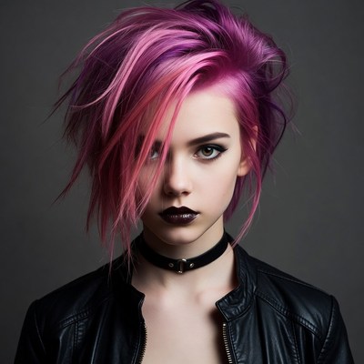 Woman with pink punk hairstyle