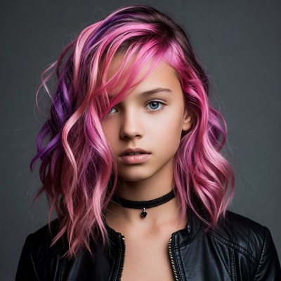 Girl with pink purple hair