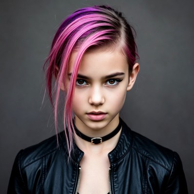Girl with pink undercut hairstyle