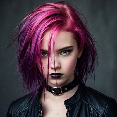 Woman with pink punk hairstyle