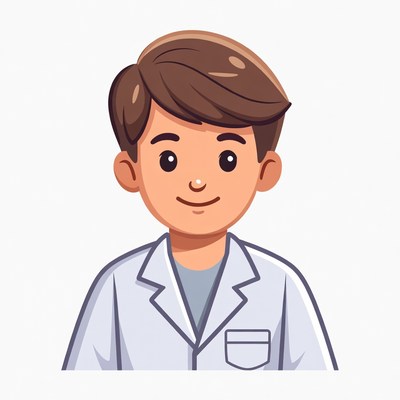 Cartoon Asian boy doctor