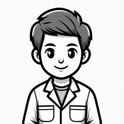 Cartoon boy in lab coat