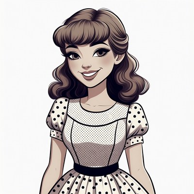 Smiling woman in polka dot dress