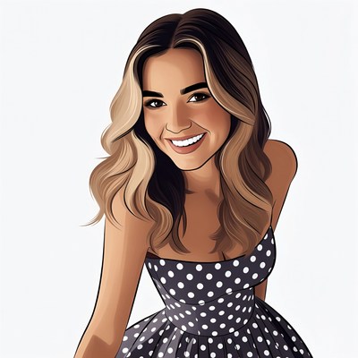 Smiling woman in polka dot dress