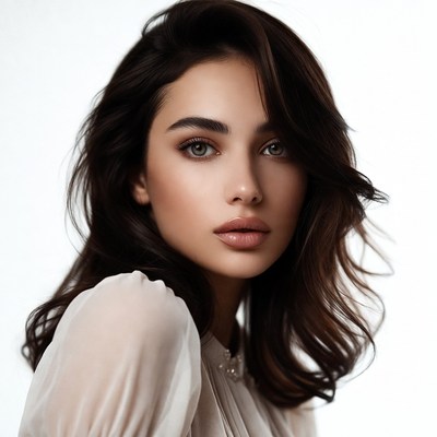 Beautiful woman with long dark hair