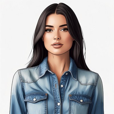 Beautiful woman in denim shirt