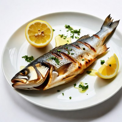 Grilled Sea Bass with Lemon