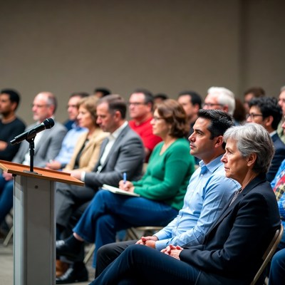 Diverse audience listening at conference