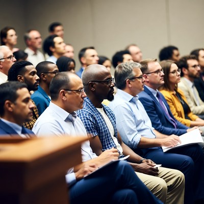Diverse audience in conference room