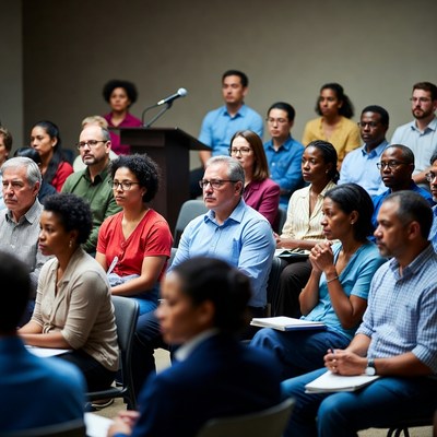 Diverse audience attending conference