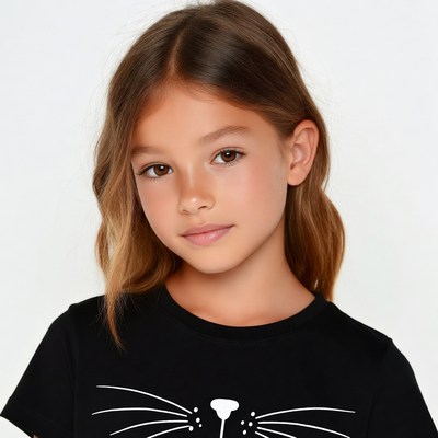 Girl in black cat t-shirt