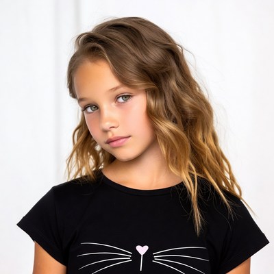Girl in cat t-shirt portrait