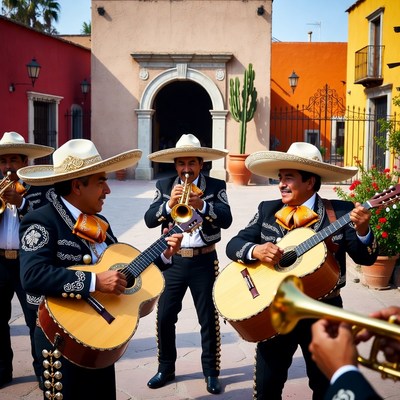 Mariachi band playing instruments