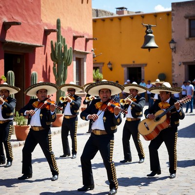 Mariachi band playing on street