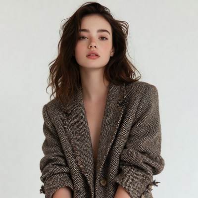 Woman in open blazer portrait